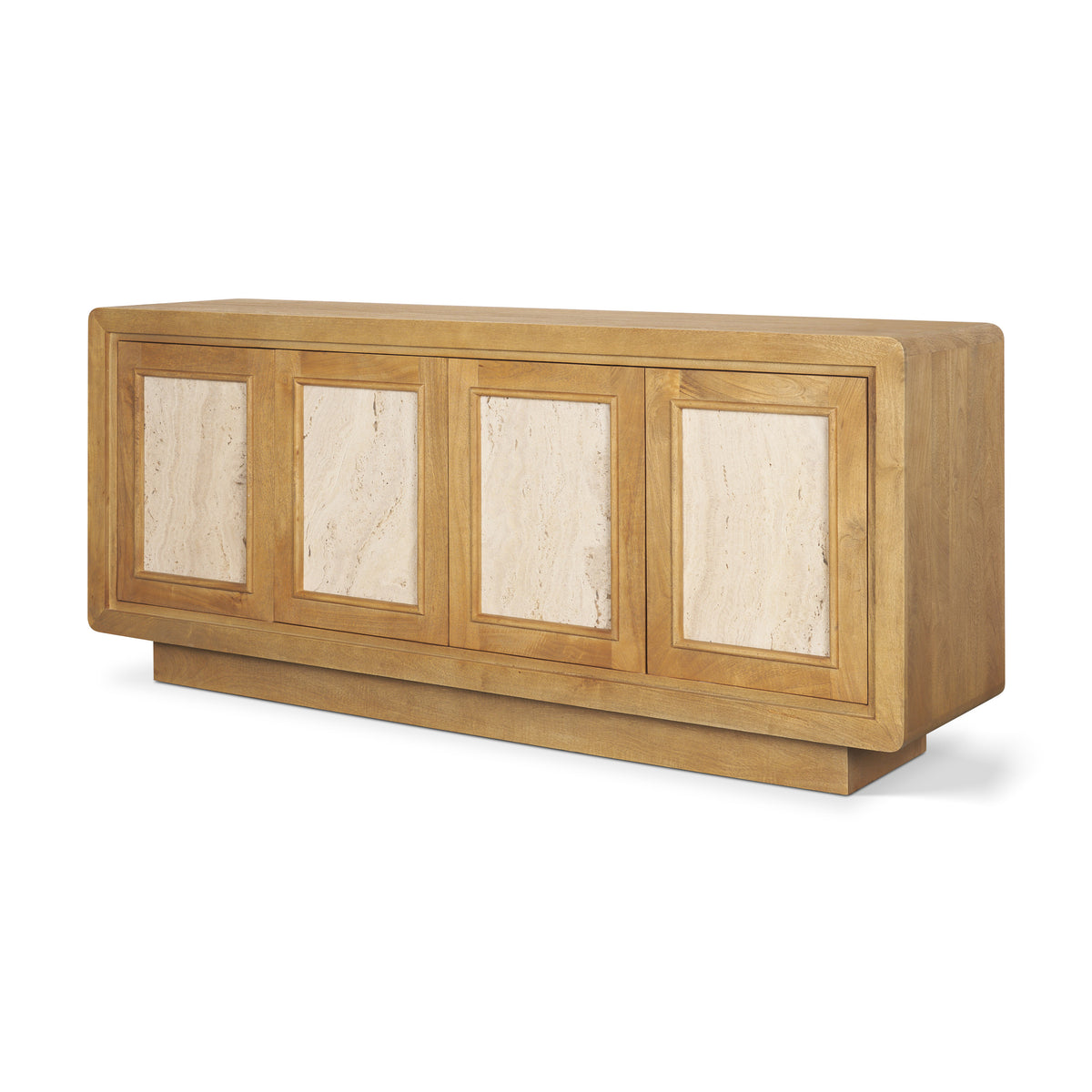 Valterra Light Brown Wood w/ Travertine 4 Door Sideboard