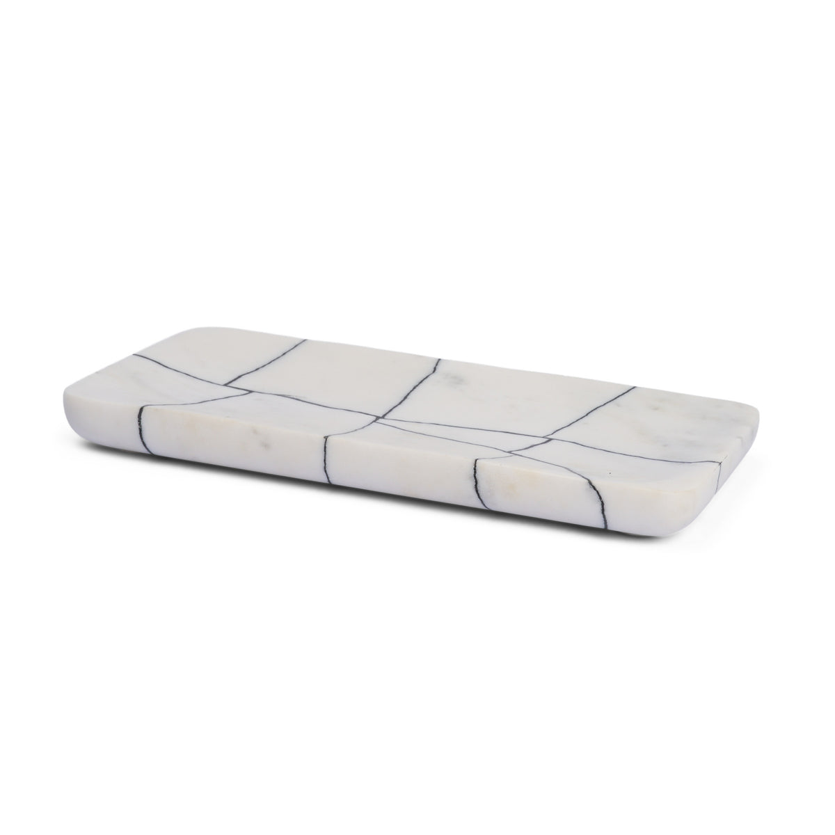 Tratto Rectangular White Marble Decorative Tray