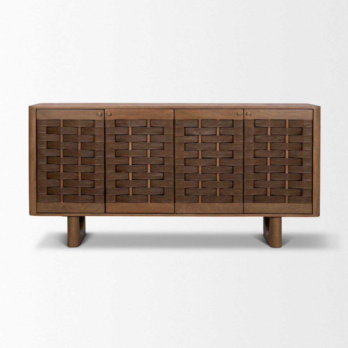 Wexlan Solid Wood w/ Leather Weave 4 Door Closed Sideboard