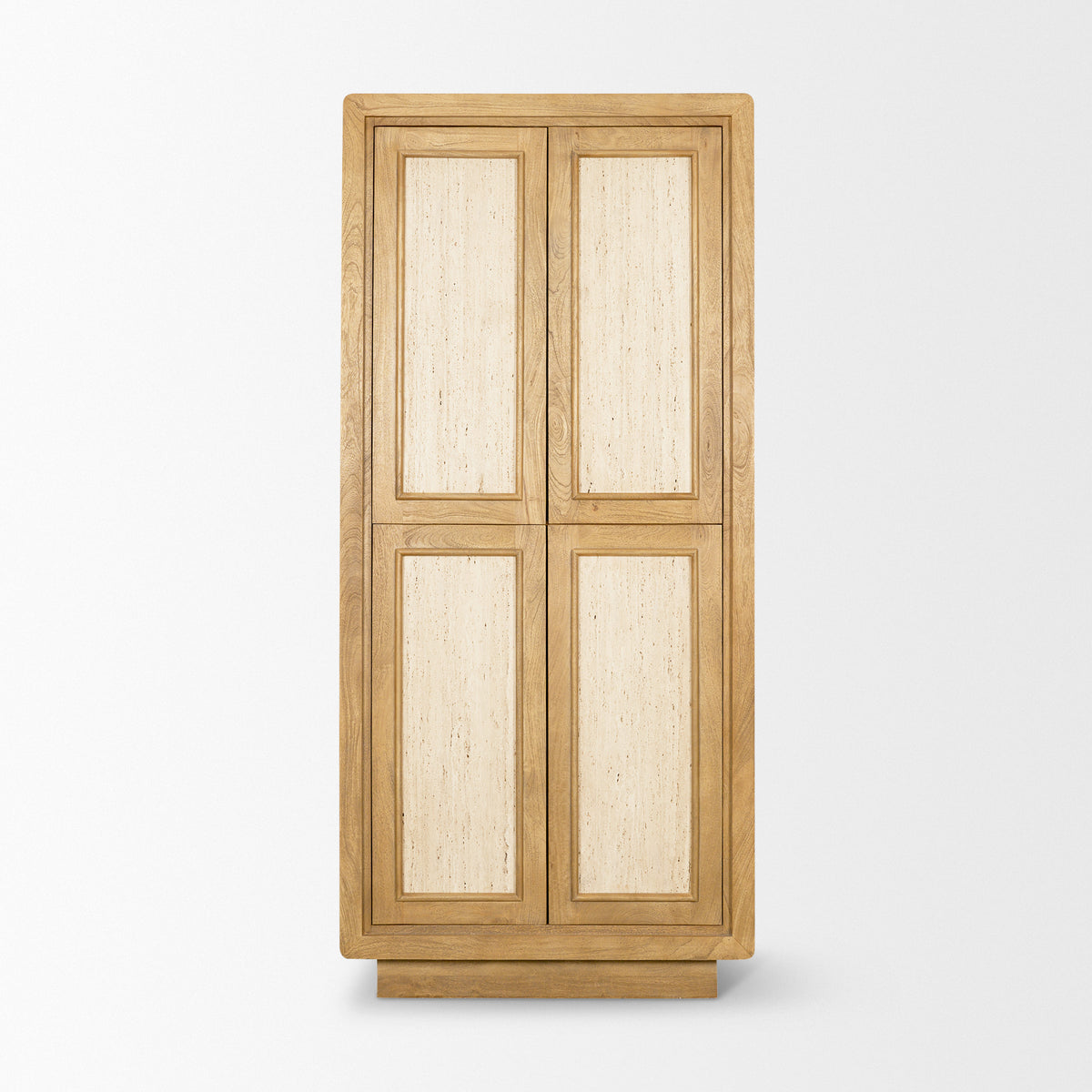 Valterra Light Brown Wood w/ Travertine 4 Door Tall Cabinet