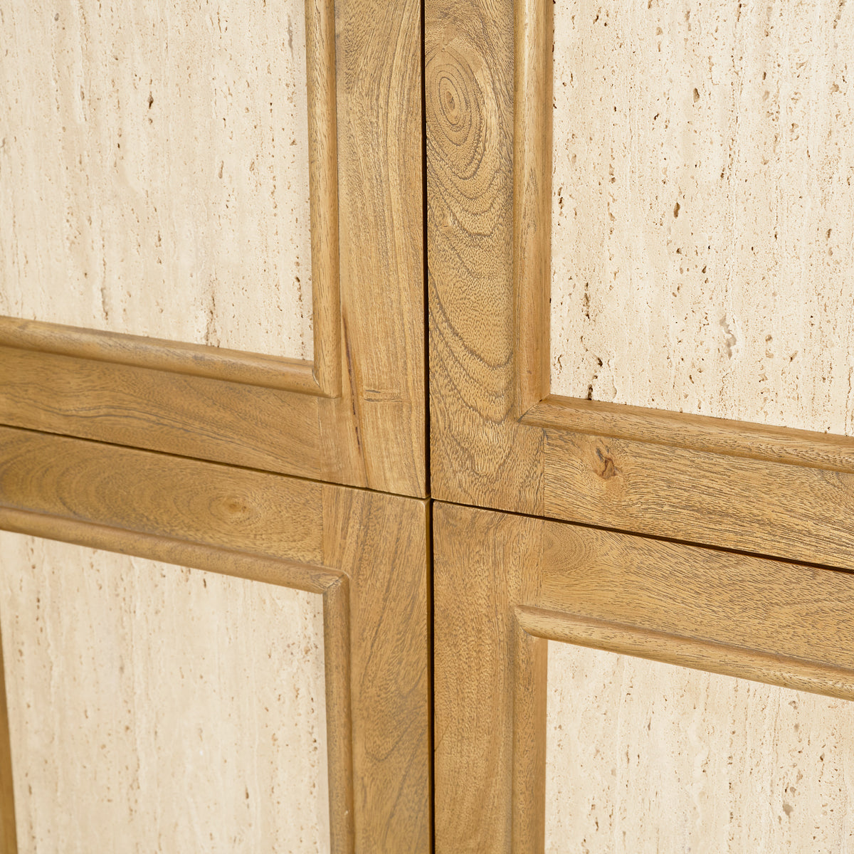 Valterra Light Brown Wood w/ Travertine 4 Door Tall Cabinet