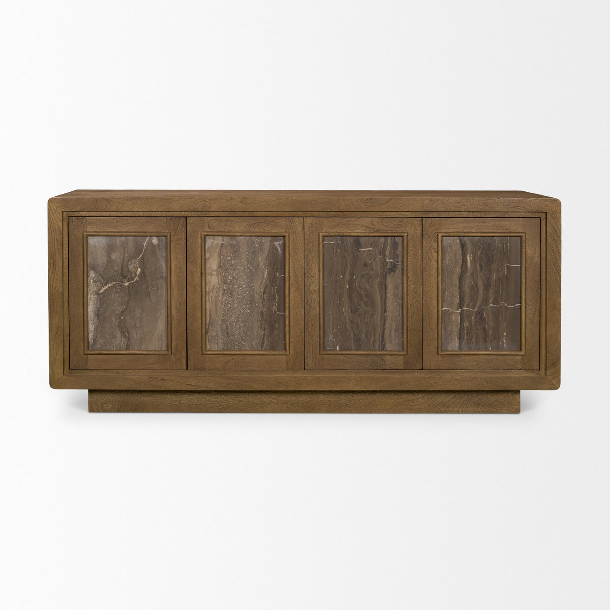 Valterra Dark Brown Wood w/ Cappuccino Marble 4 Door Sideboard