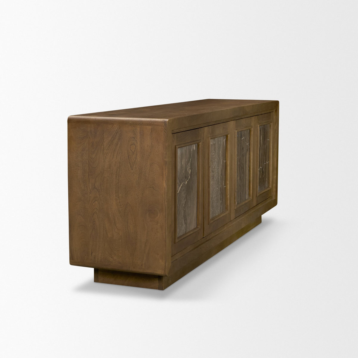 Valterra Dark Brown Wood w/ Cappuccino Marble 4 Door Sideboard