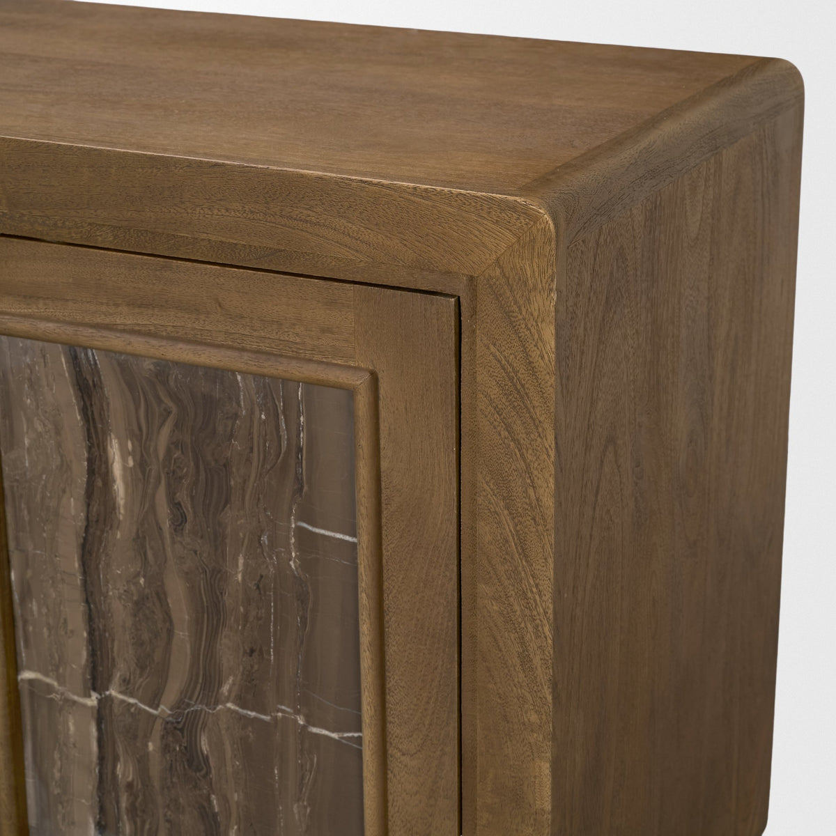 Valterra Dark Brown Wood w/ Cappuccino Marble 4 Door Sideboard