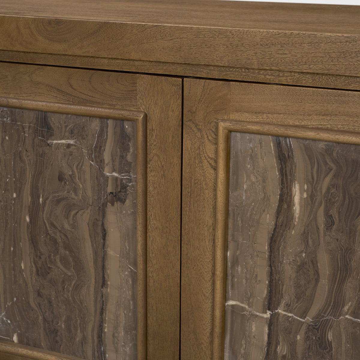 Valterra Dark Brown Wood w/ Cappuccino Marble 4 Door Sideboard