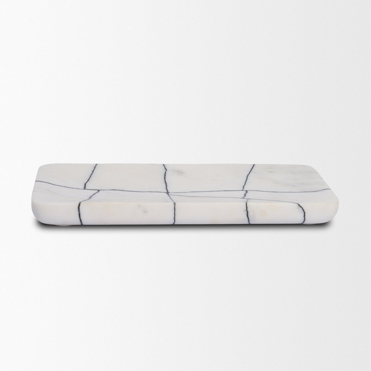 Tratto Rectangular White Marble Decorative Tray