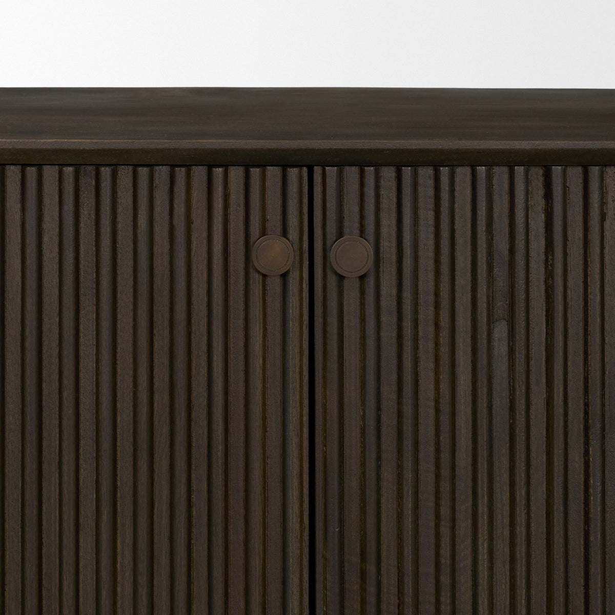Cinder Distressed Dark Brown Wood Reeded 4-Door Closed Sideboard