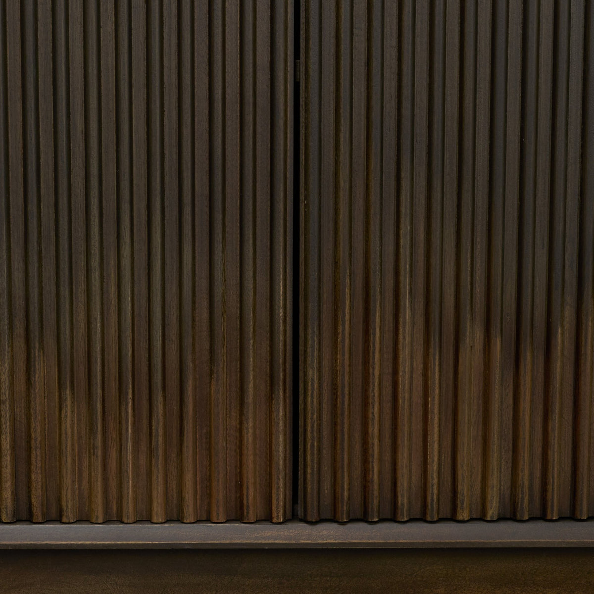 Cinder Distressed Dark Brown Wood Reeded 4-Door Closed Sideboard