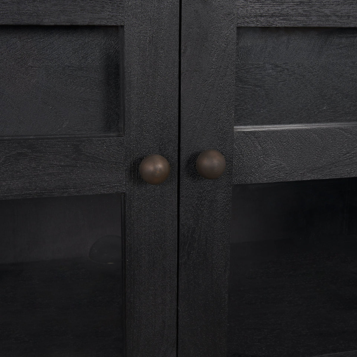 Suri Black Wood w/ Glass 4-Door Closed Sideboard
