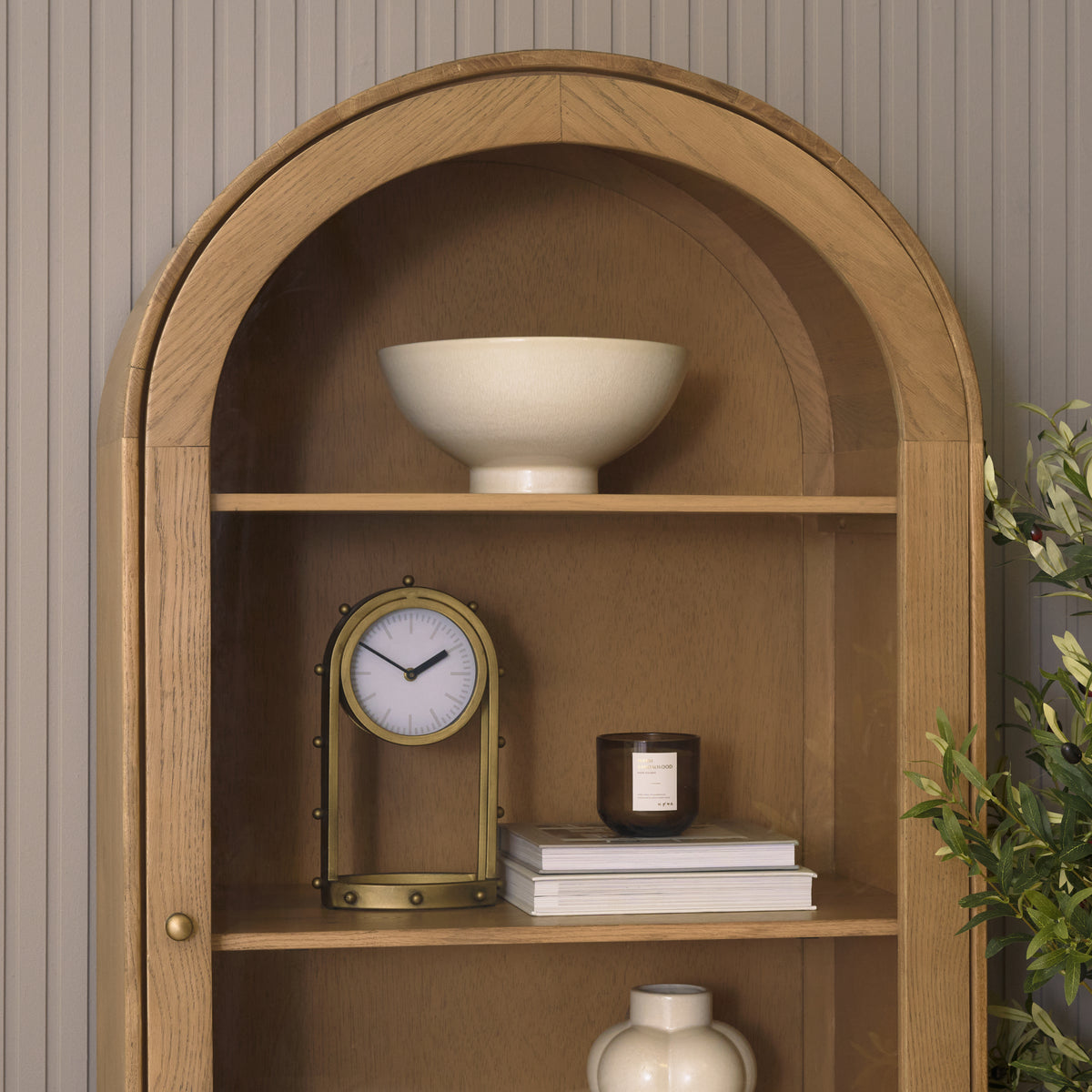 Hawthorne Solid Oak Wood w/ Glass Curio Cabinet