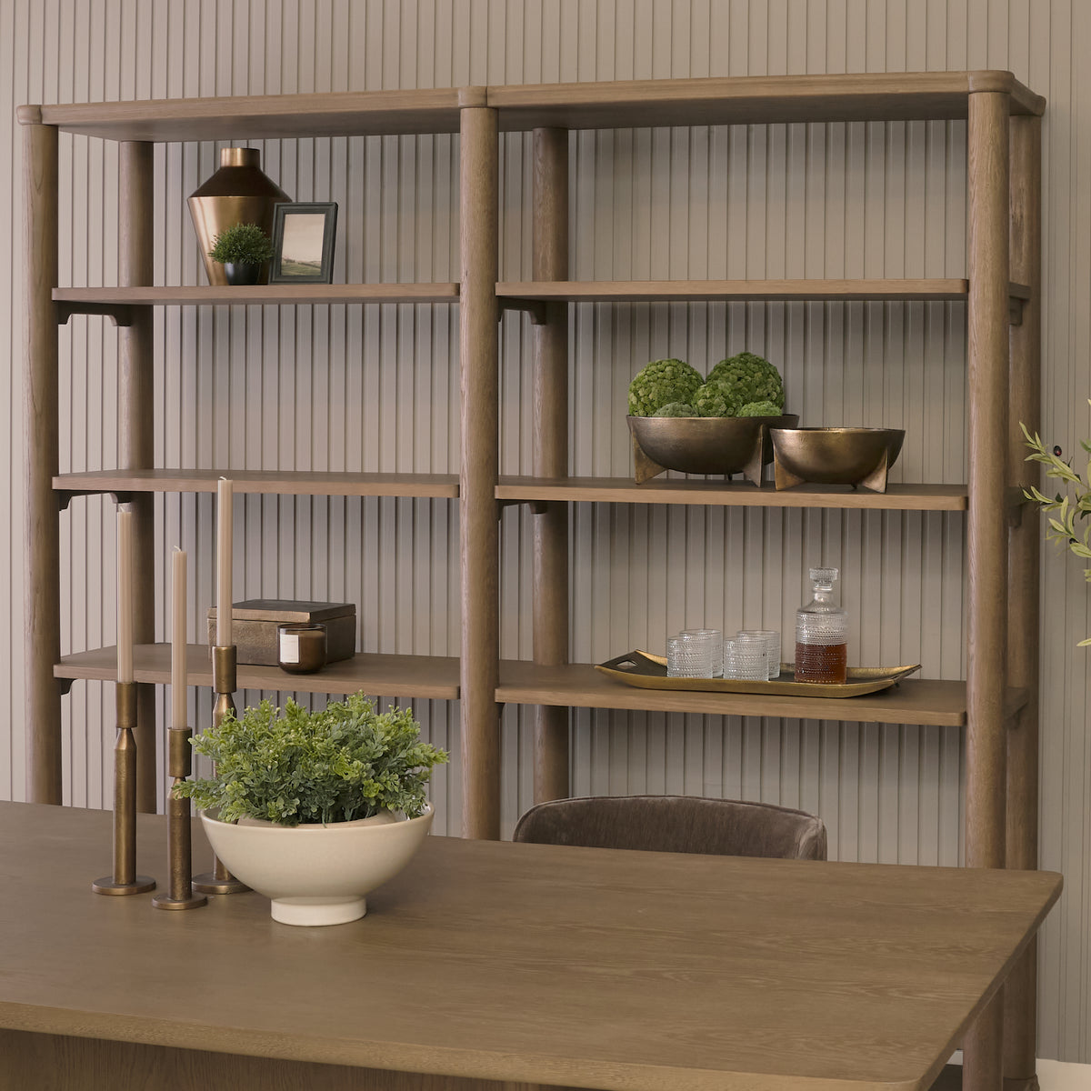 Alden Medium Brown Wood Open Shelving Unit