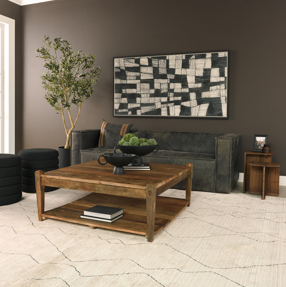 Lucan Mid-Dark Brown Reclaimed Wood Side Tables