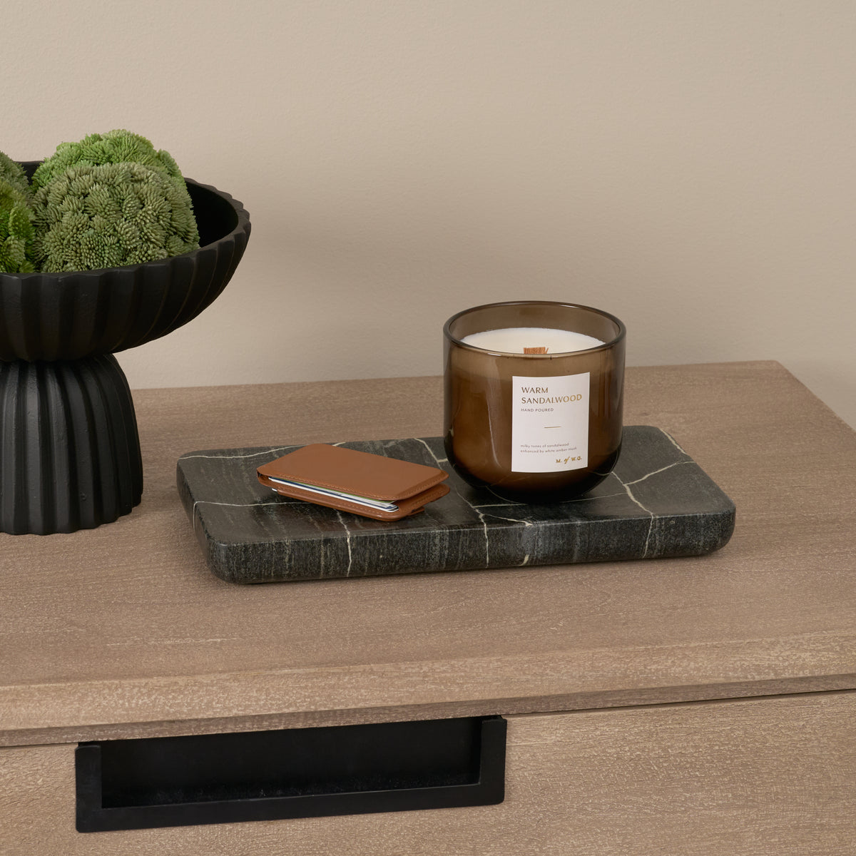 Tratto Rectangular Black Marble Tray