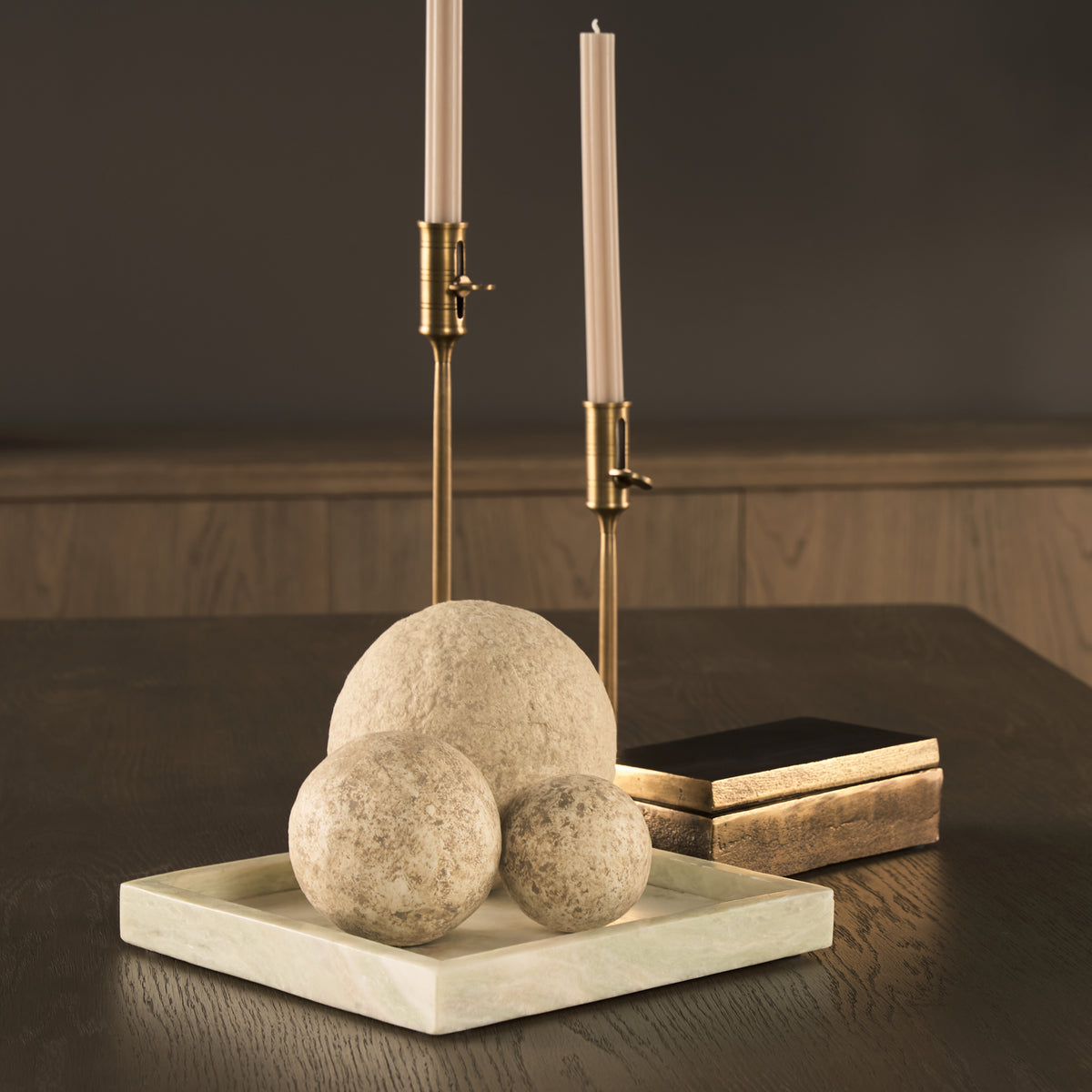 Stratus Gray Marble Square Decorative Tray
