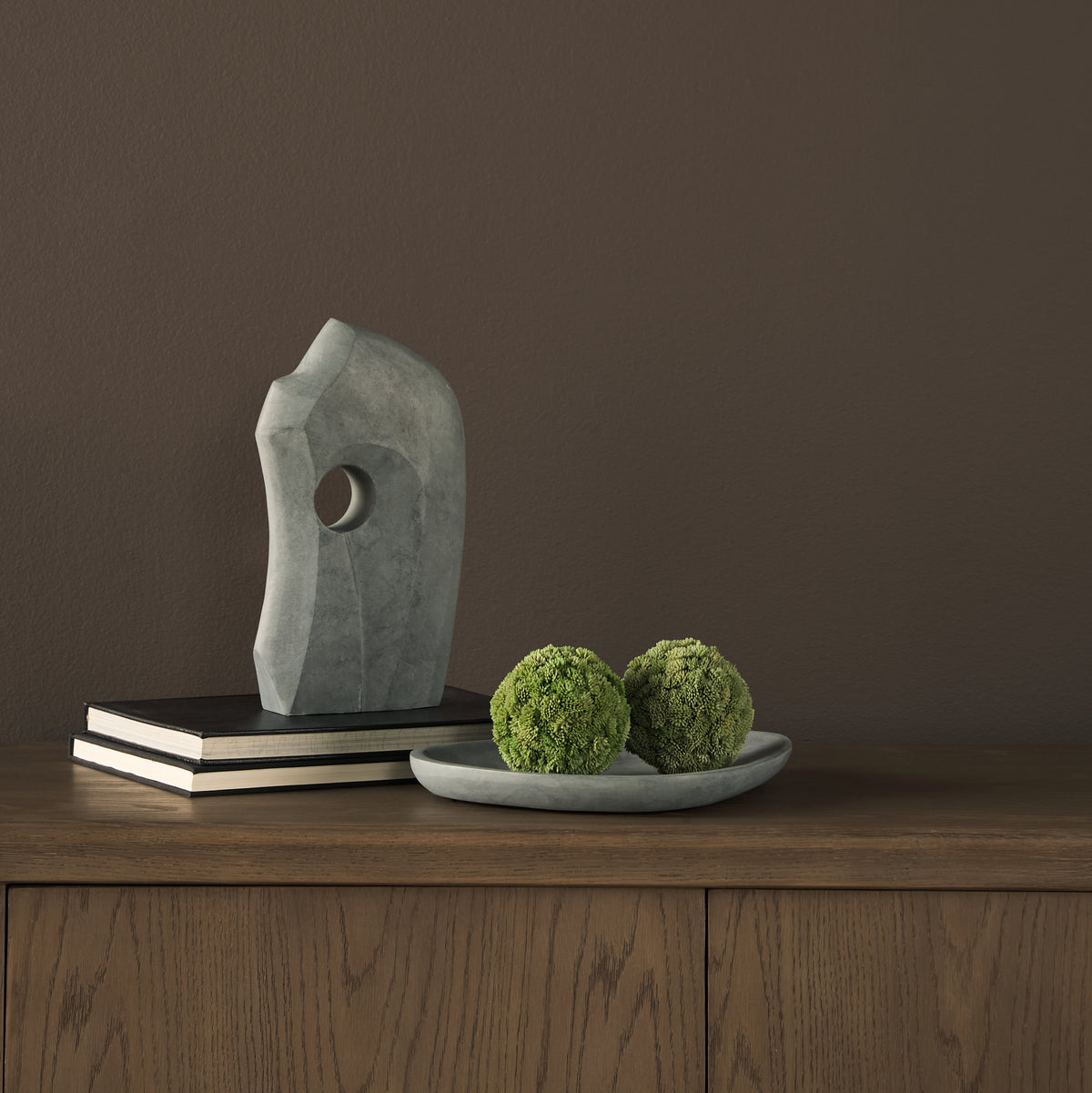 Tria Rounded Triangular Grey Marble Decorative Tray