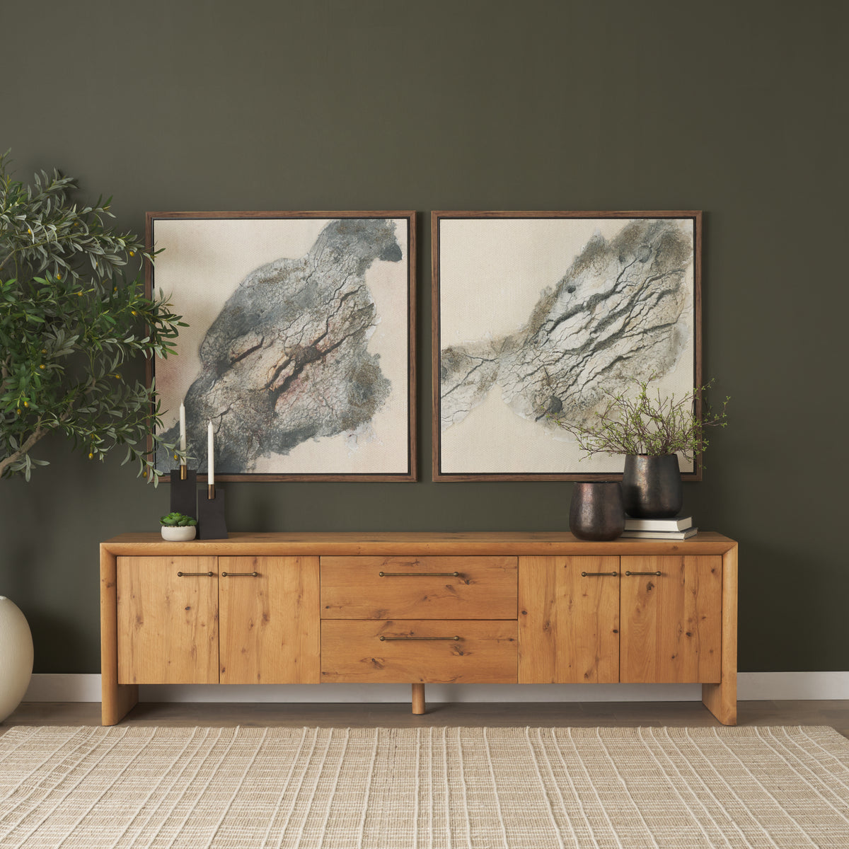 Belford 94" Light Brown Oak Wood Media Console