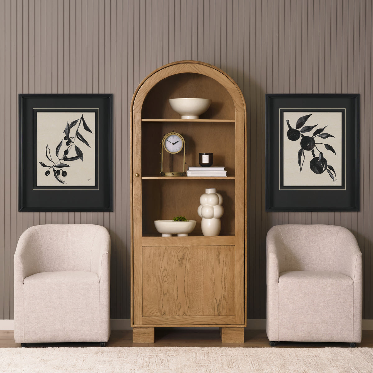 Hawthorne Solid Oak Wood w/ Glass Curio Cabinet
