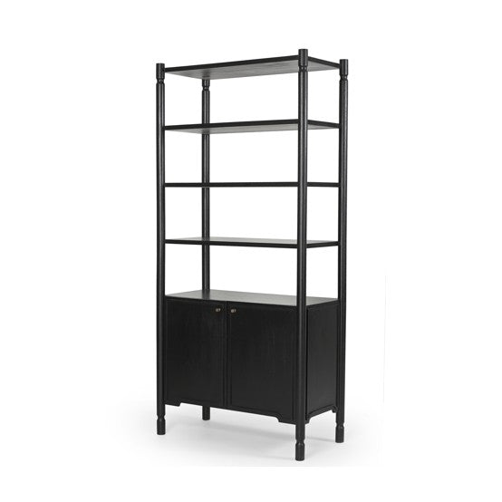 Phil Black Wood 2 Door 3 Shelves Open Shelving Unit
