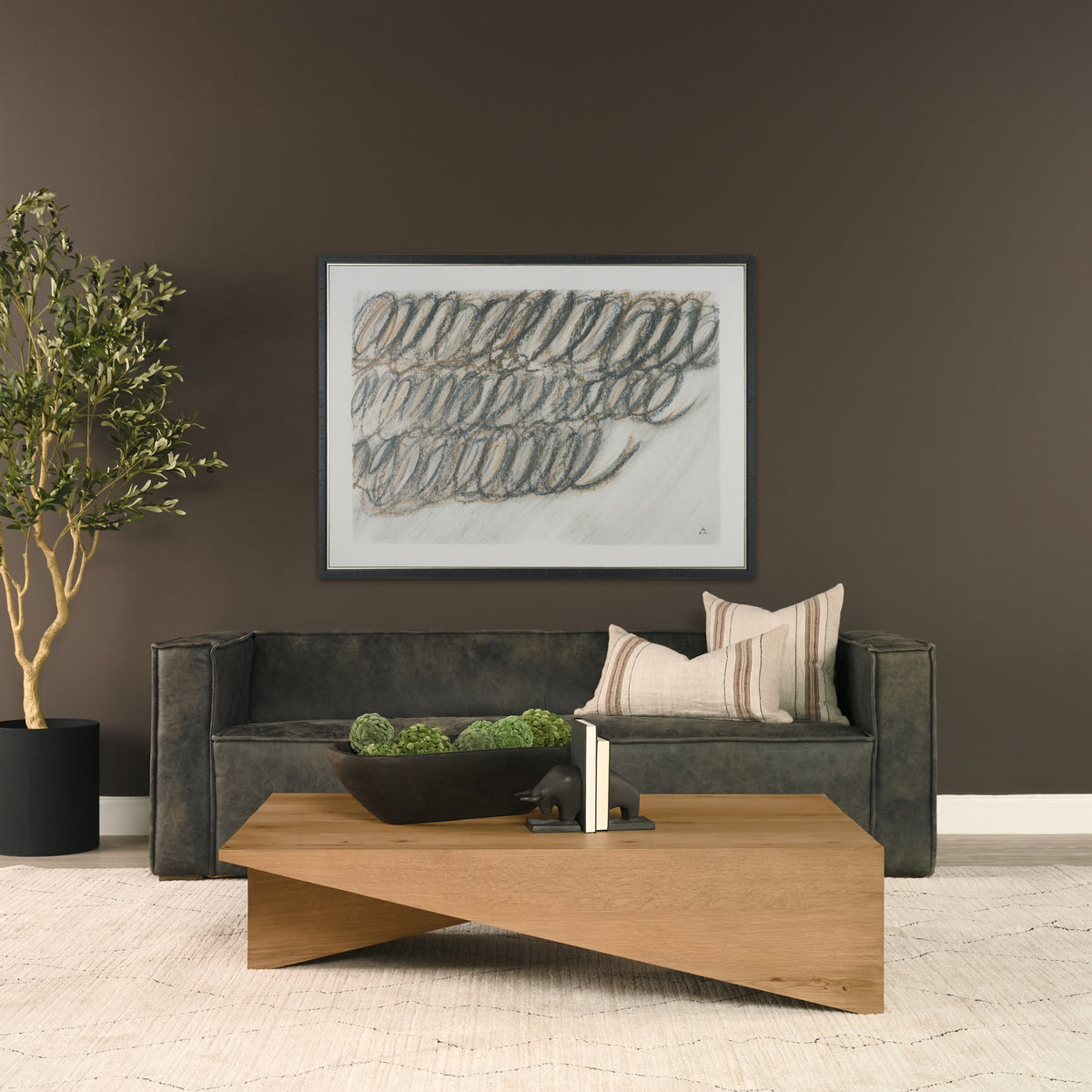 West Light Brown Oak Wood Rectangular Coffee Table