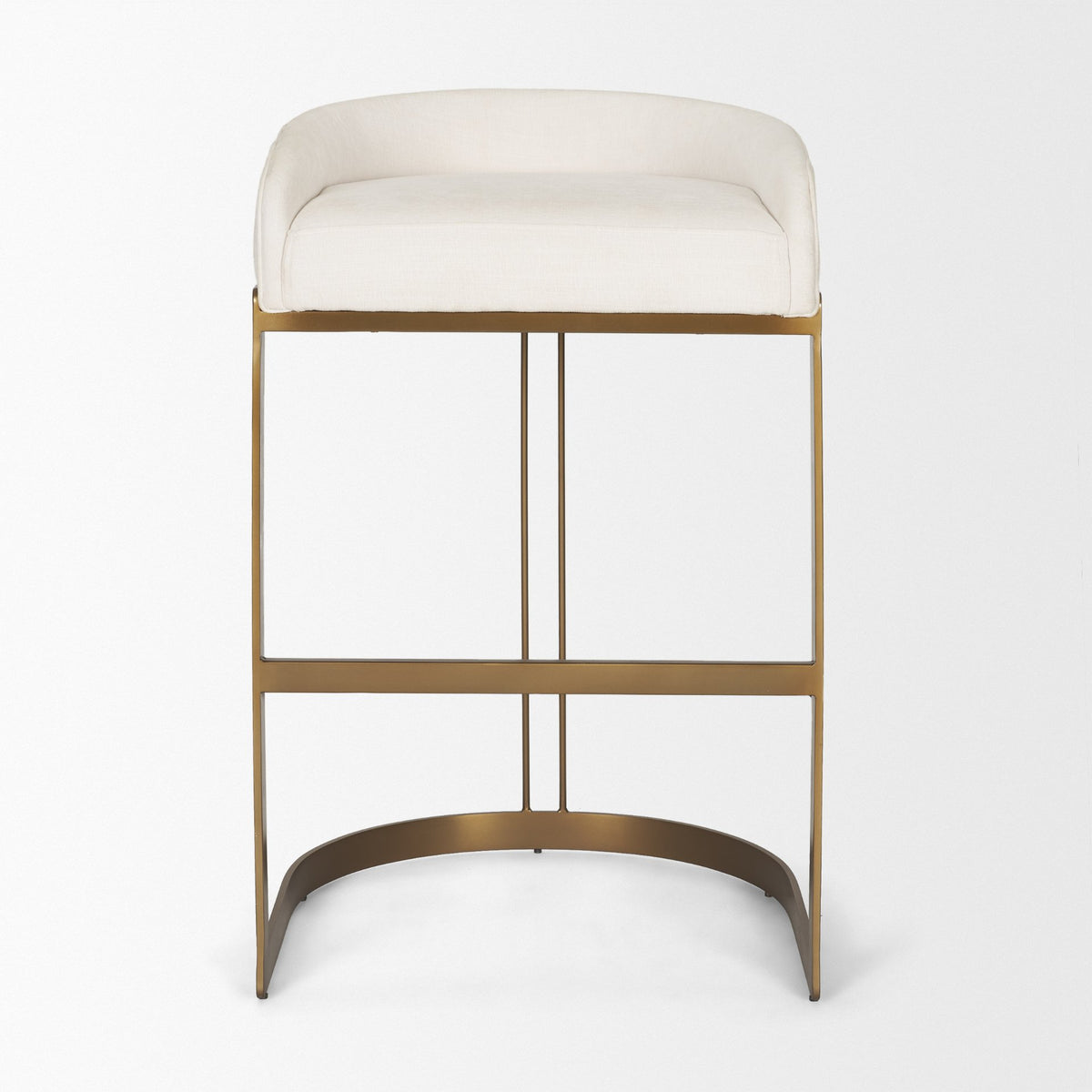 Hollyfield Cream Fabric Seat W/ Gold Metal Base Bar Stool, VN Bar