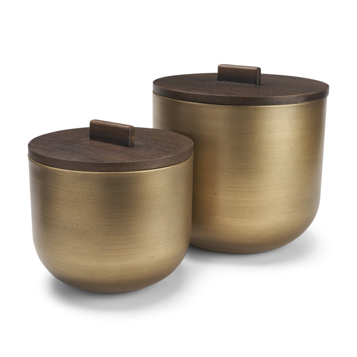 Voss Brass Metal w/ Dark Brown Lid Canister Set