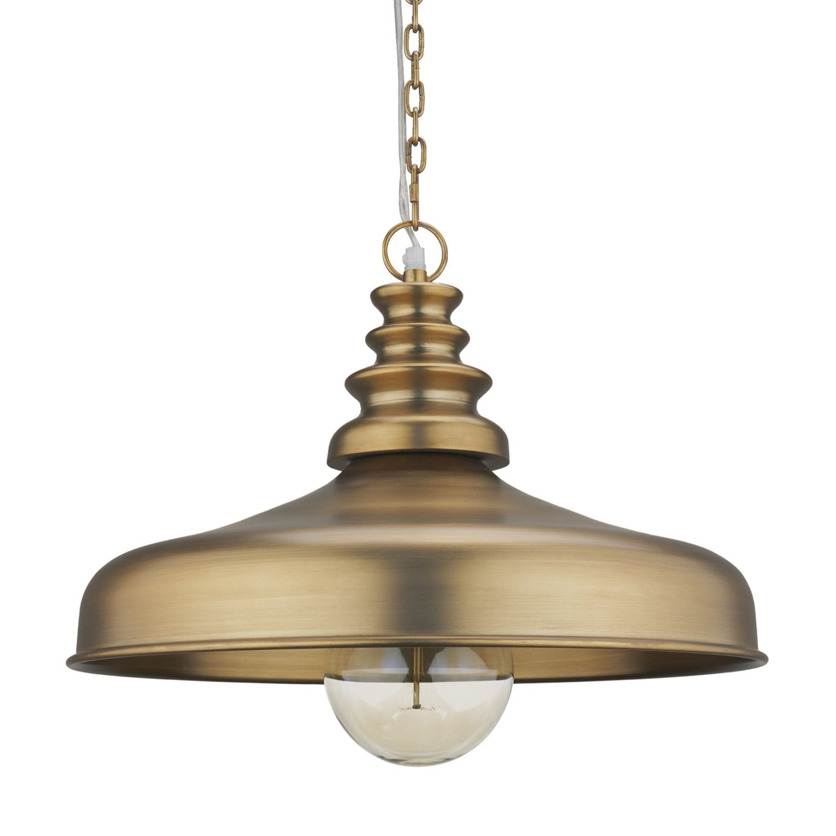 Keller Wide Antiqued Brass Metal 1-Light Pendant