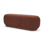 Siren Burgundy Fabric w/ Brown Ash Wood Oblong Bench