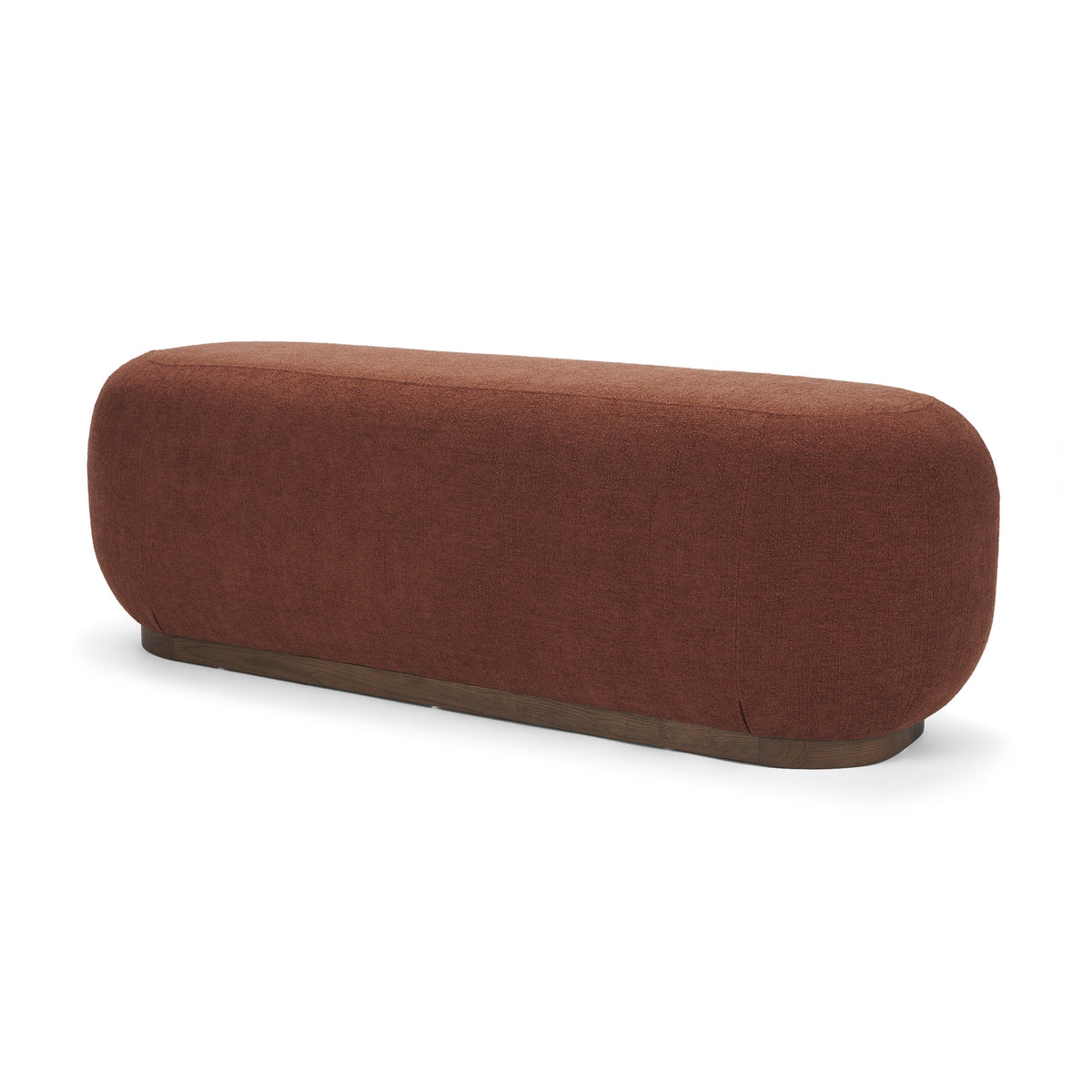 Siren Burgundy Fabric w/ Brown Ash Wood Oblong Bench