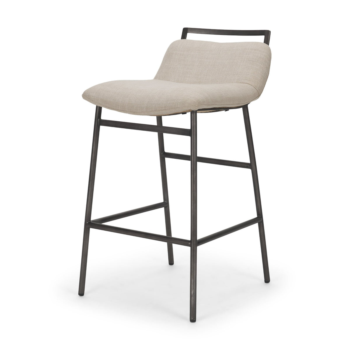 Kavalan 33.5" Total Height Sand Upholstered Seat Gray Metal Frame Counter Stool