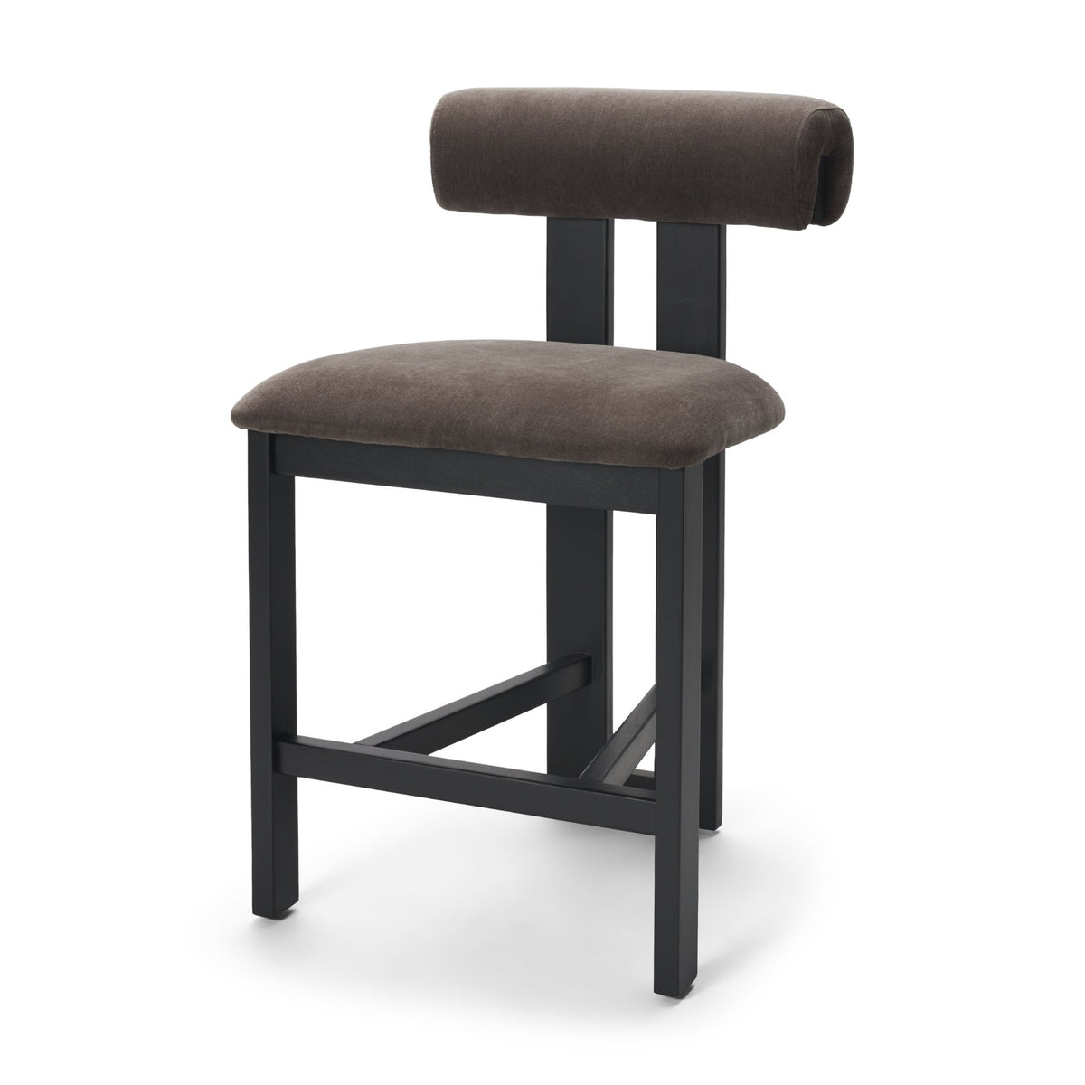 Tribeca Curve Open Back Charcoal Chenille Tripod Frame Counter Stool