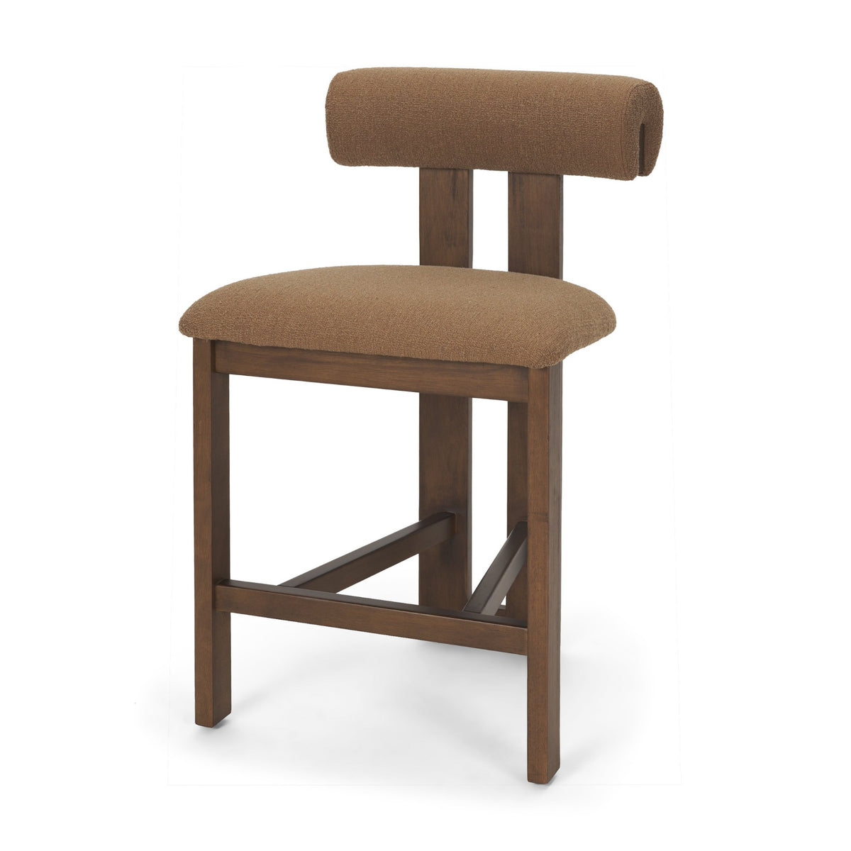 Tribeca Curve Open Back Mocha Fabric Tripod Frame Counter Stool