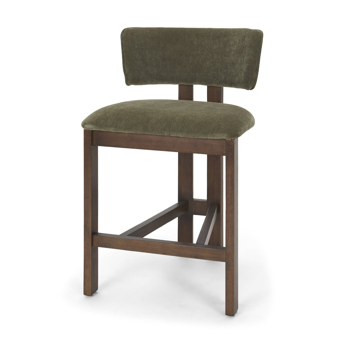 Soho Curved Open Back Moss 008 Olive Tripod Frame Counter Stool