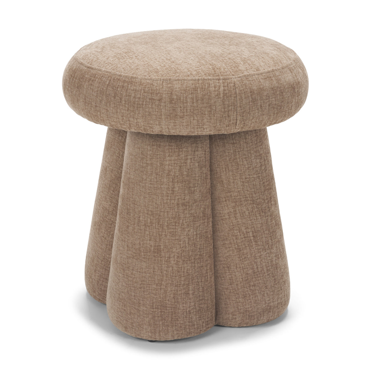 Oona Upholstered Ottoman, Stonewashed Latte Fabric, 3 Legs