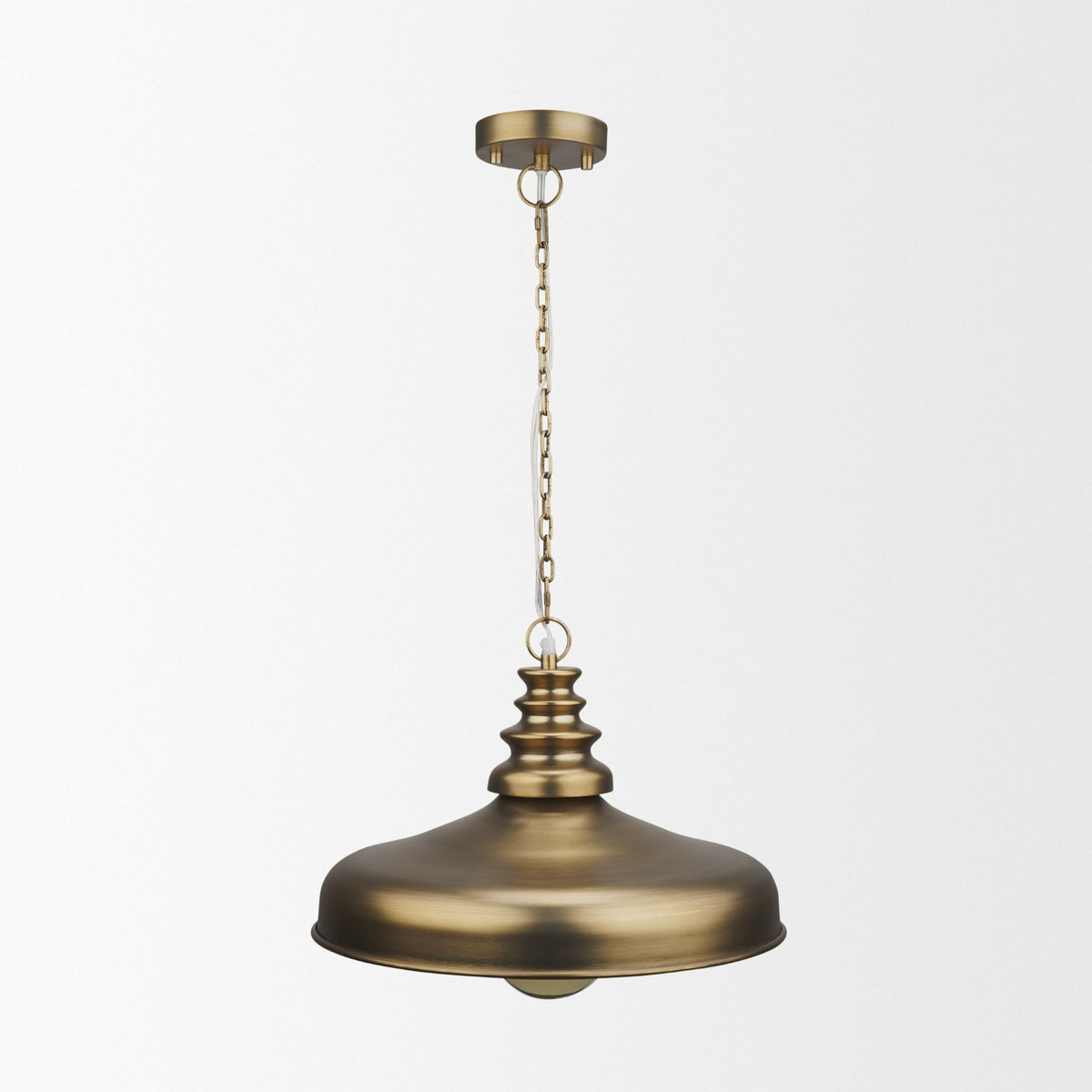 Keller Wide Antiqued Brass Metal 1-Light Pendant