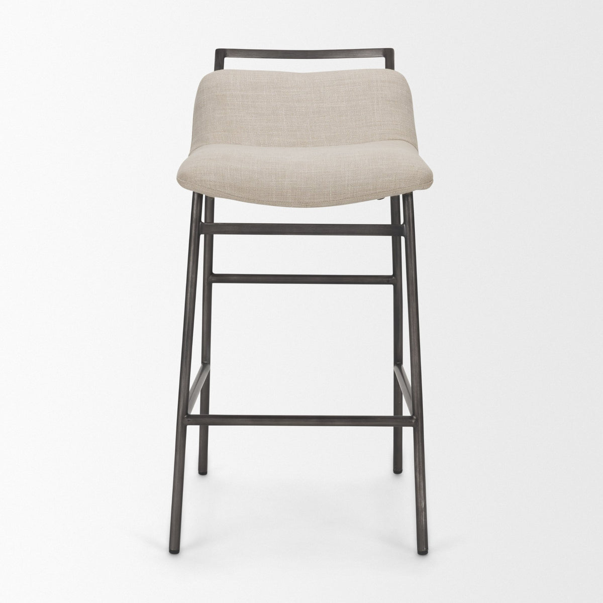 Kavalan 33.5" Total Height Sand Upholstered Seat Gray Metal Frame Counter Stool