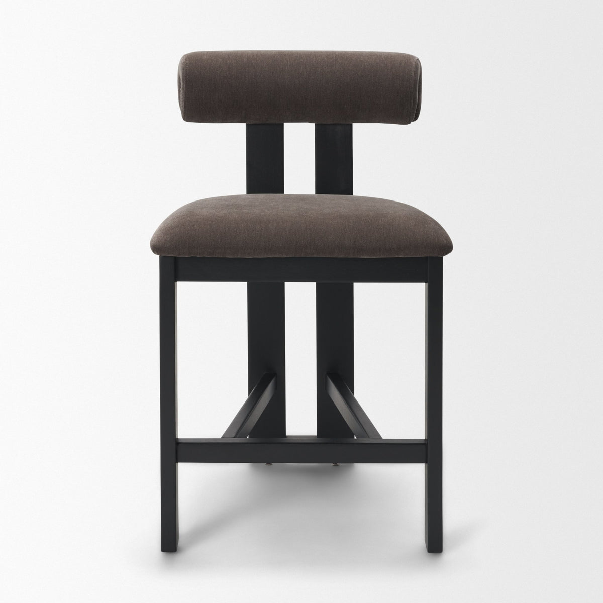 Tribeca Curve Open Back Charcoal Chenille Tripod Frame Counter Stool