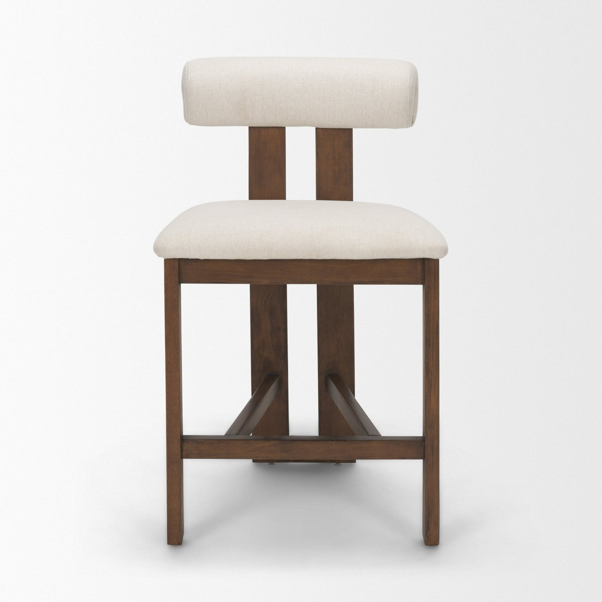 Tribeca Curve Open Back Cream Fabric Tripod Frame Counter Stool