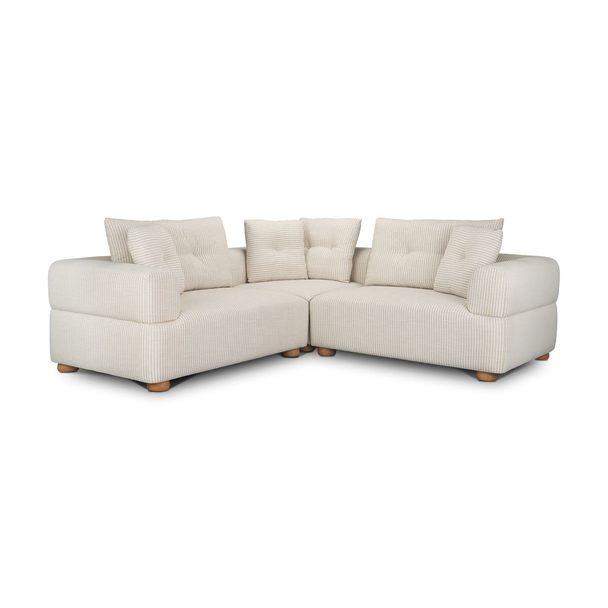 Warner Stripe 3 Piece Sofa Set w/S Corner Piece w/Back Cushions, Stripe Performance, 3 Pc, Standard Small Corner
