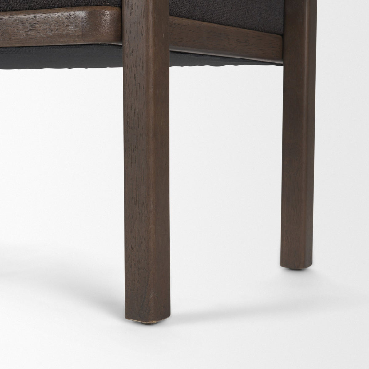 Freya Upholstered Bench, Charcoal Fabric, Brown Wood Frame