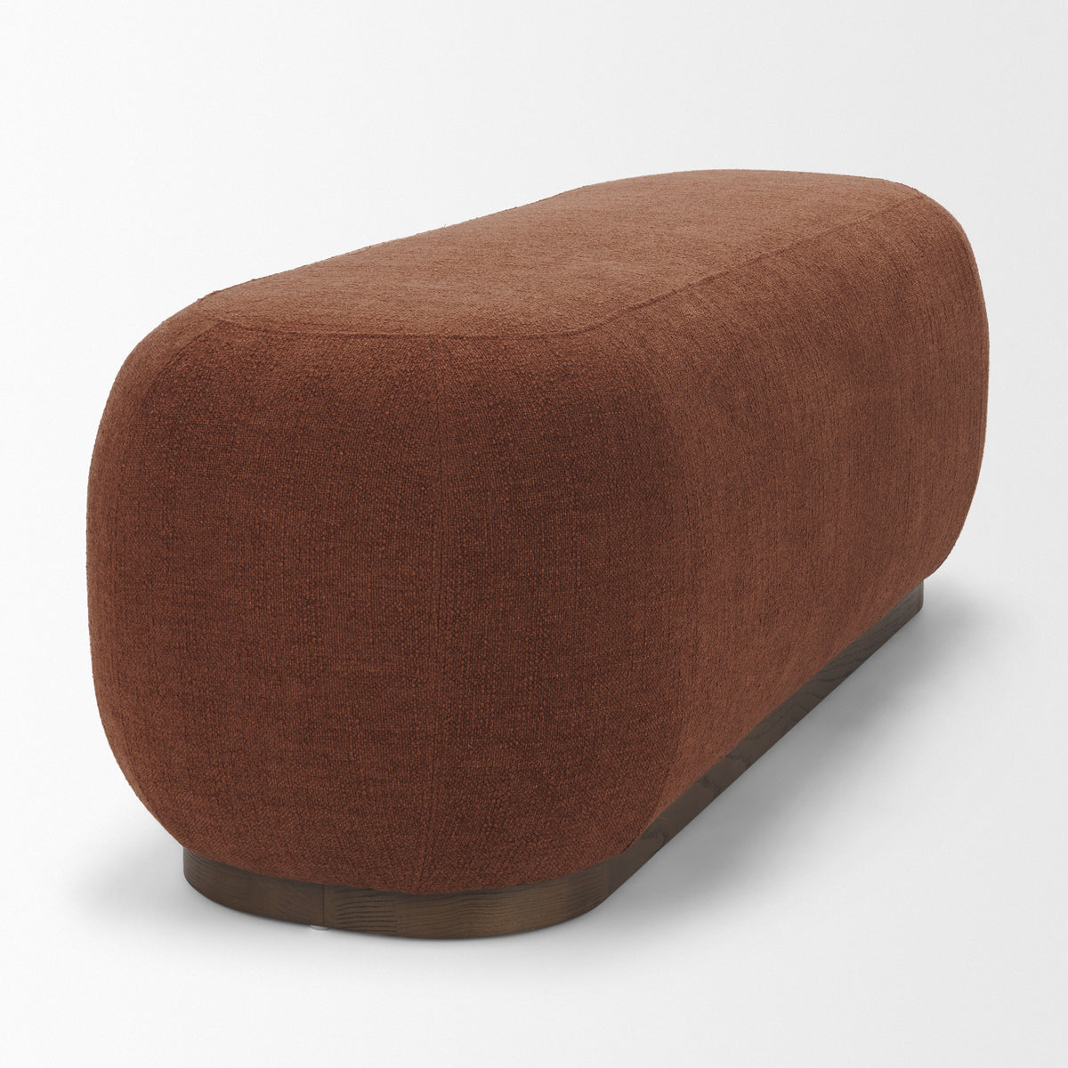 Siren Burgundy Fabric w/ Brown Ash Wood Oblong Bench