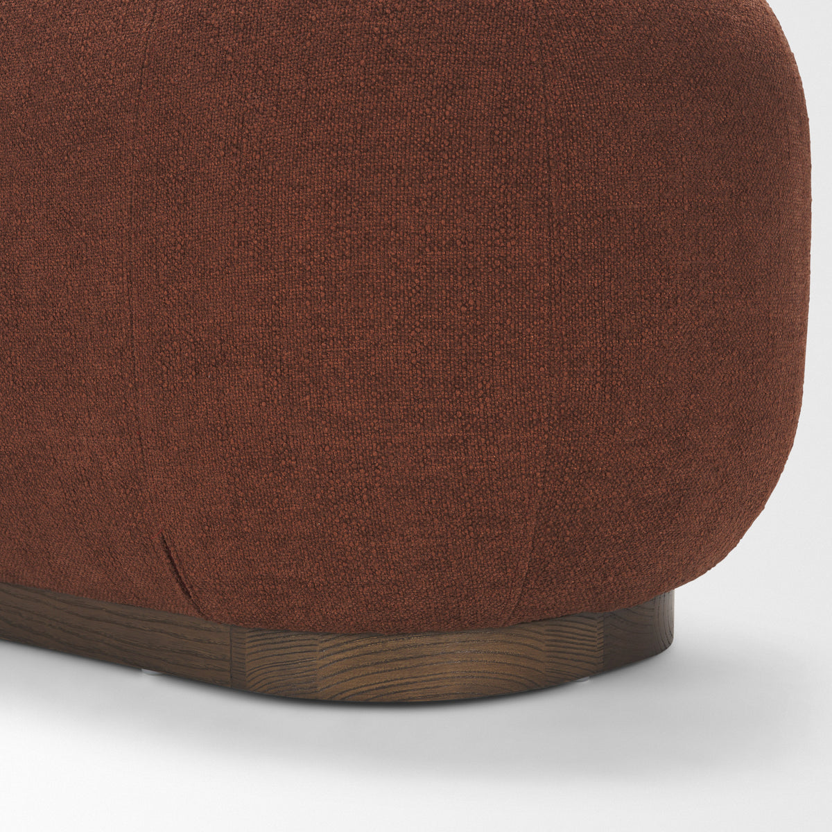 Siren Burgundy Fabric w/ Brown Ash Wood Oblong Bench