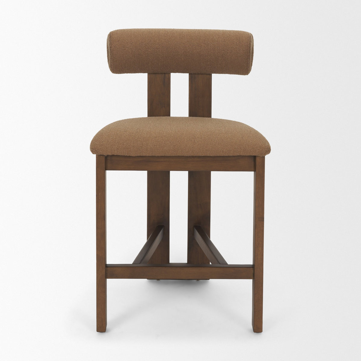 Tribeca Curve Open Back Mocha Fabric Tripod Frame Counter Stool
