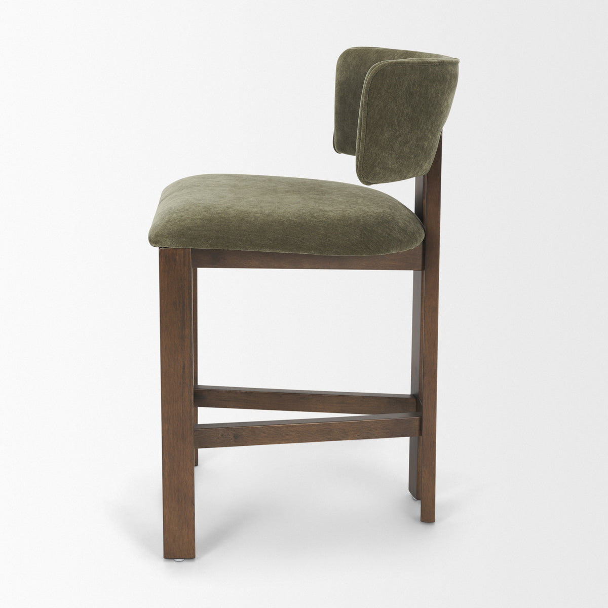 Soho Curved Open Back Moss 008 Olive Tripod Frame Counter Stool