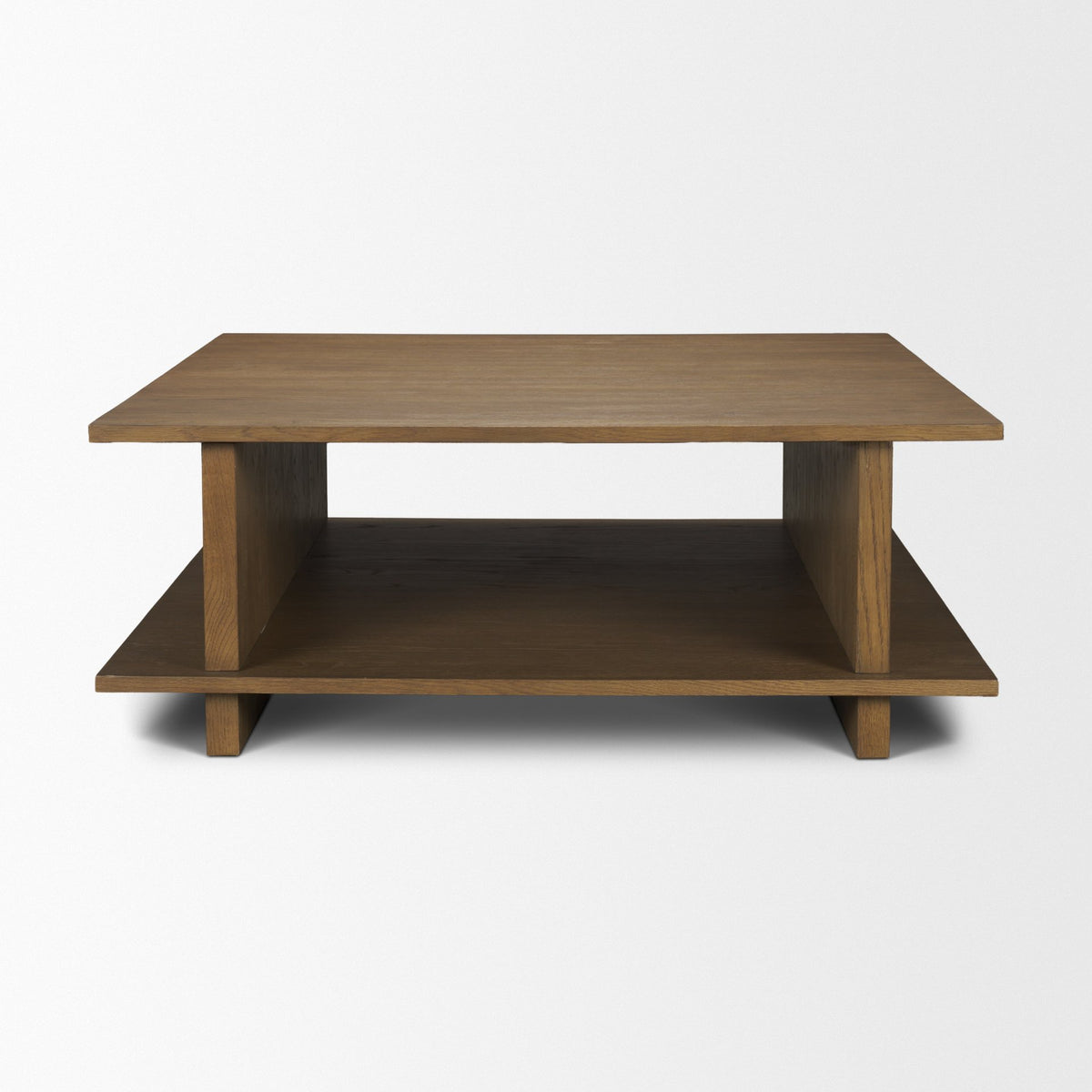 Boden 42" Square Wood Coffee Table w/ Open Shelf