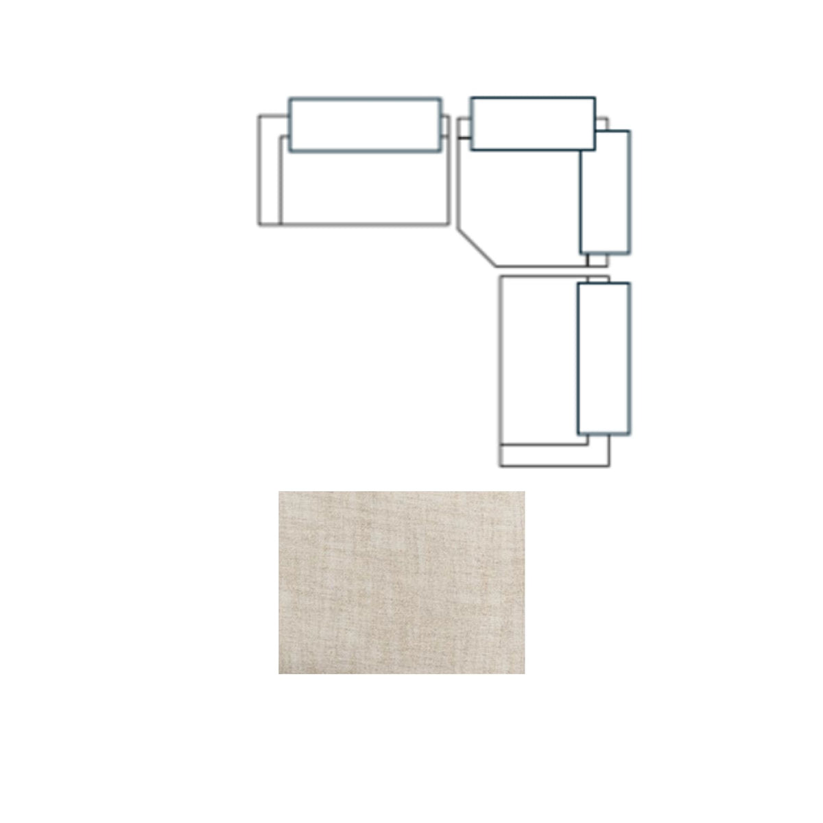 Warner Frame 3 Piece Sofa Set w/Corner Piece w/Back Cushions, Standard Large Corner