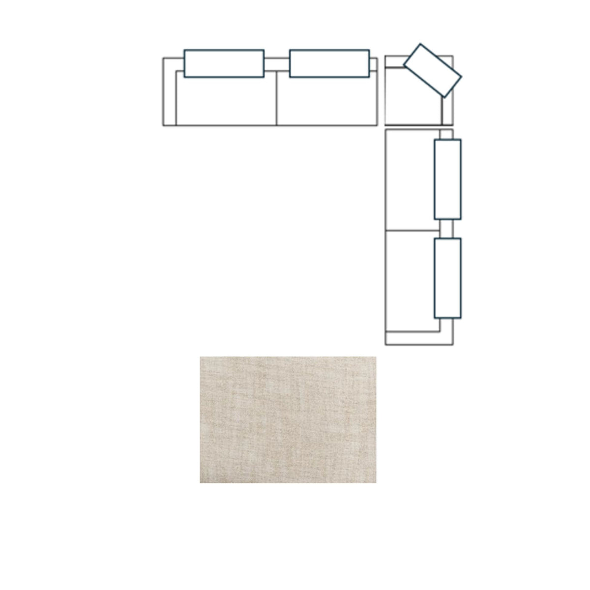 Warner Frame 3 Piece Sofa Set w/S Corner Piece w/Back Cushions, Long Small Corner