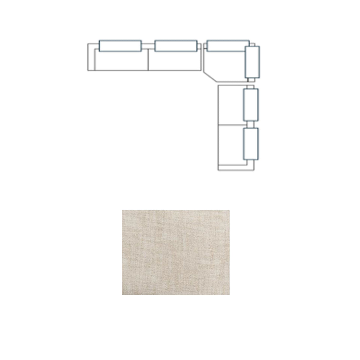 Warner Frame 3 Piece Sofa Set w/Corner Piece w/Back Cushions, Long Large Corner