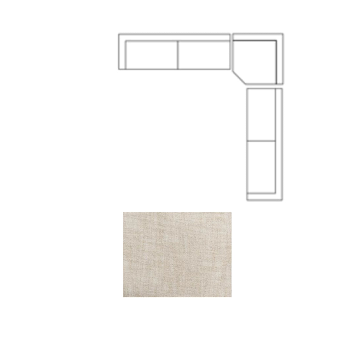Warner Frame 3 Piece Sofa Set w/Corner Piece, Long Large Corner