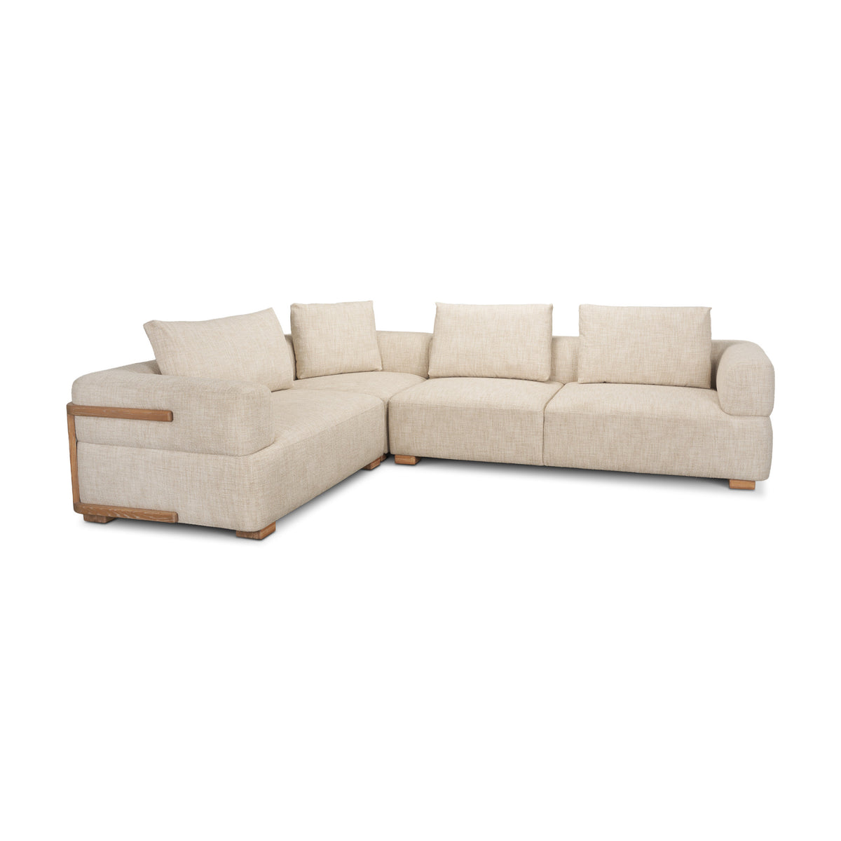 Warner Frame 3 Piece Sofa Set w/S Corner Piece w/Back Cushions, Long Right Arm Small Corner
