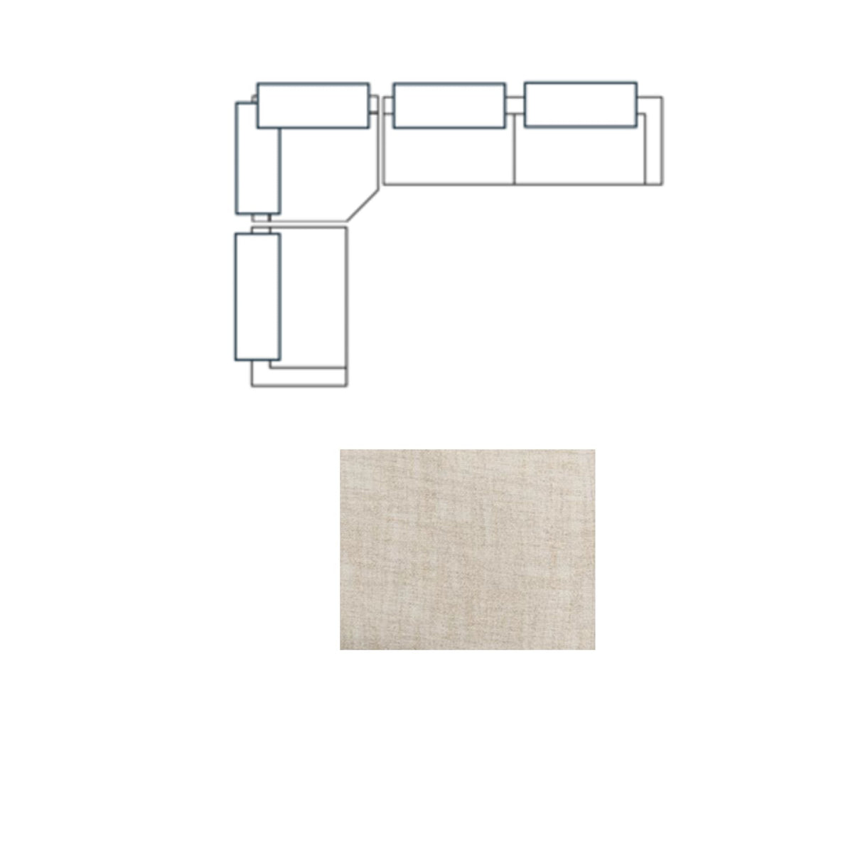 Warner Frame 3 Piece Sofa Set w/Corner Piece w/Back Cushions, Long Right Arm Large Corner